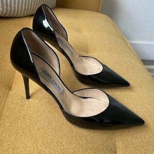 Jimmy Choo Liz D'orsay Pointy Toe Pump
Shoe Black Patent Heel Stiletto